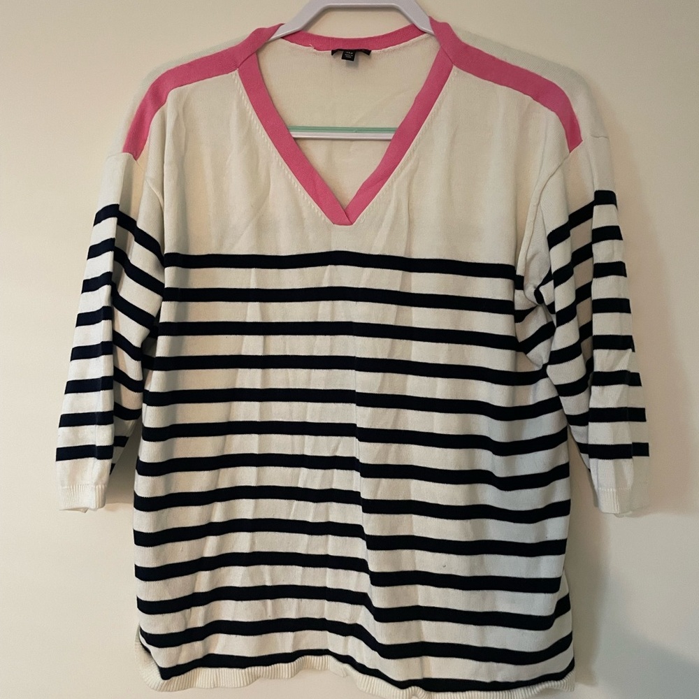 Preppy Talbots Sweater Blue/White Stripes
